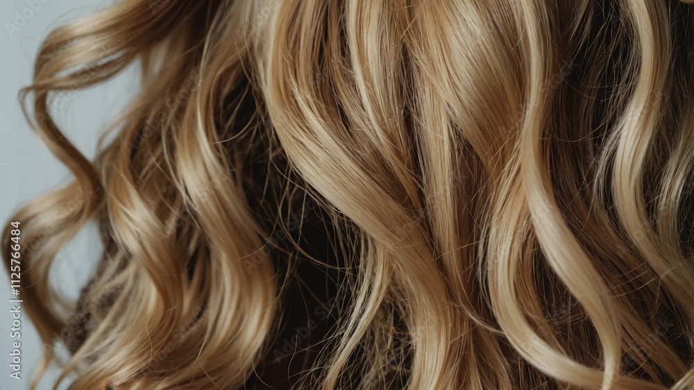 Naklejka premium Close up of wavy blonde hair extensions