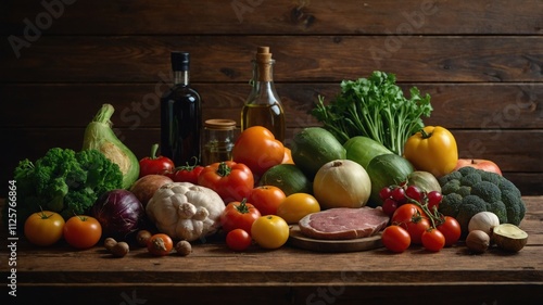 Colorful display of fresh ingredients for balanced diet