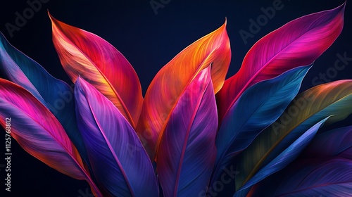 Vibrant Tropical Leaves in Vivid Hues: A Digital Art Composition