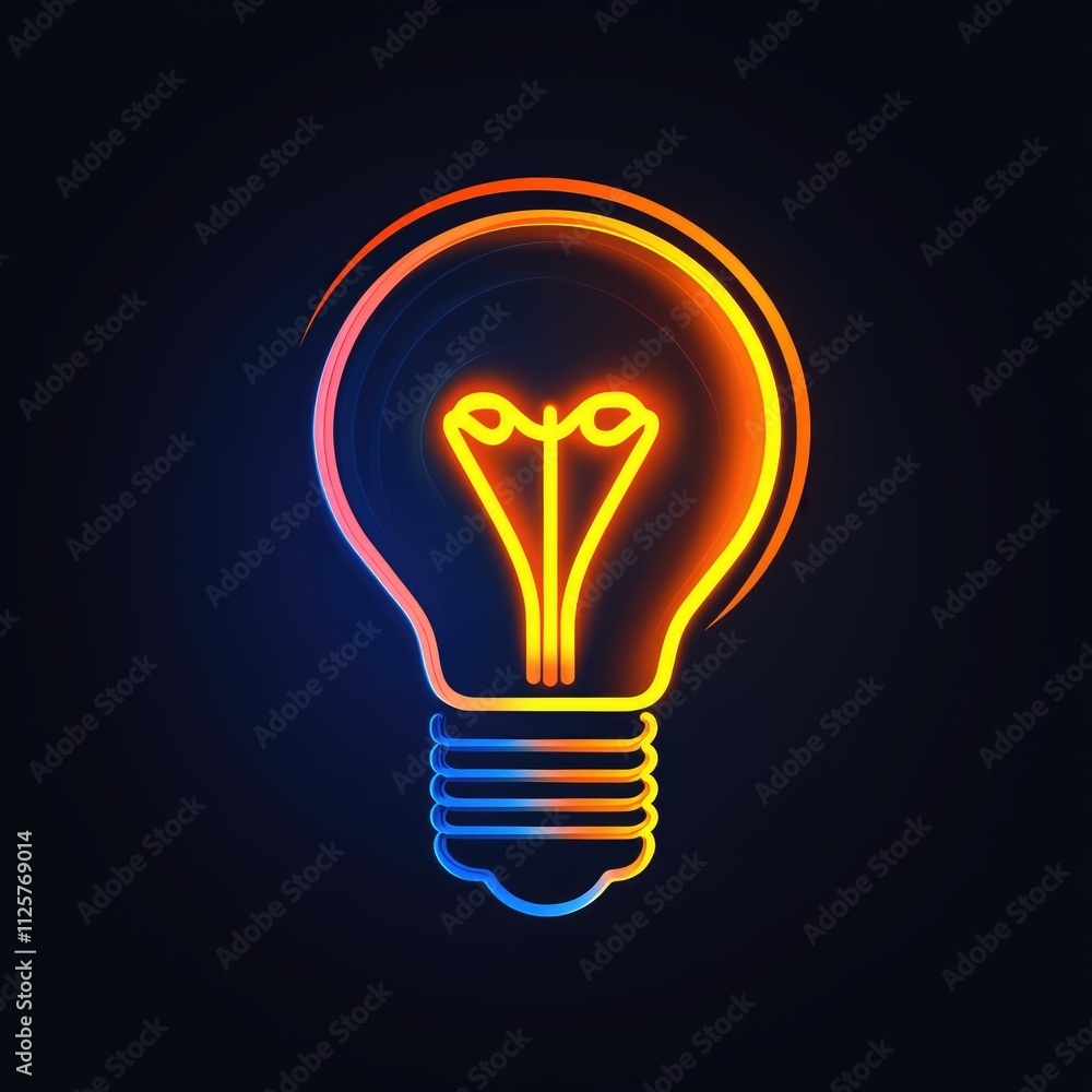 A neon light bulb illustration symbolizing ideas and innovation. A neon light bulb illustration symbolizing ideas and innovation.