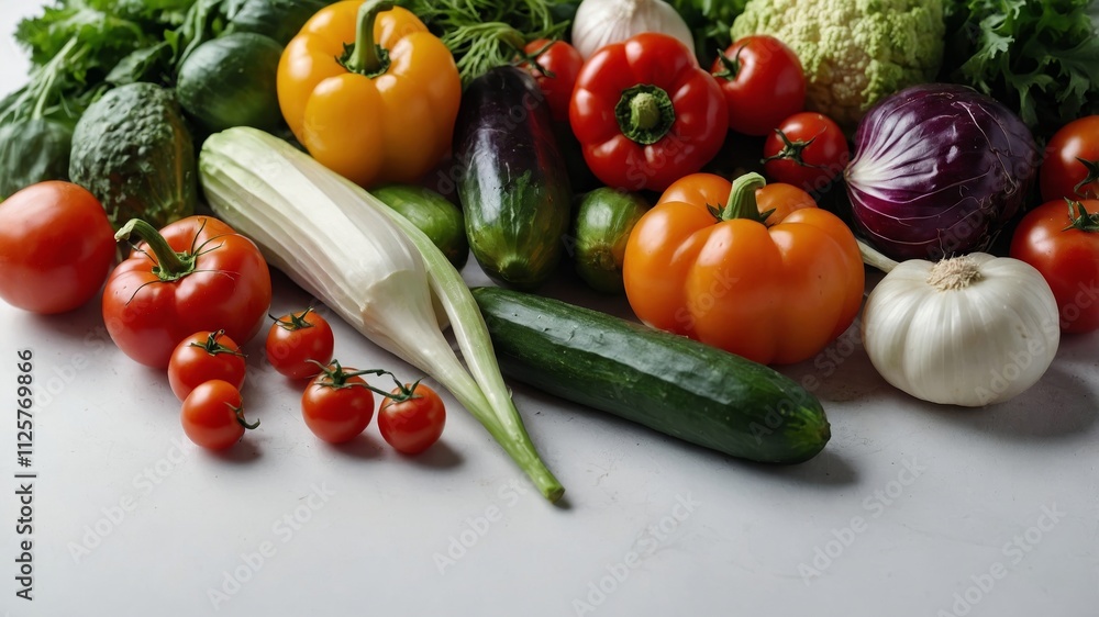 Fresh organic vegetables on a white background Fresh organic vegetables on a white background