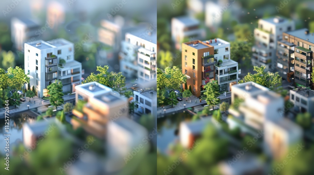 Obraz premium City Blocks: Defined by streets, these basic units of a city structure urban planning, development, and the organization of land for various uses and functions. 