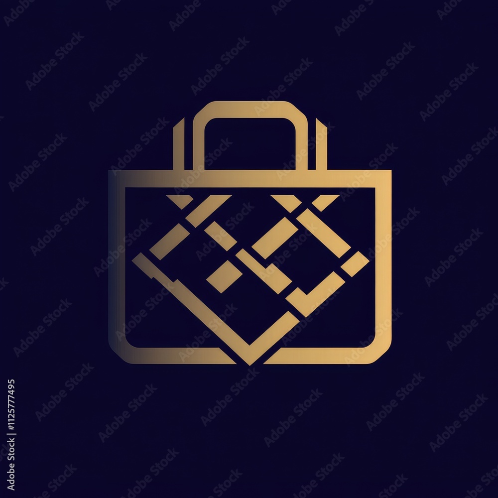 A stylized golden icon resembling a shopping bag on a dark background. A stylized golden icon resembling a shopping bag on a dark background.