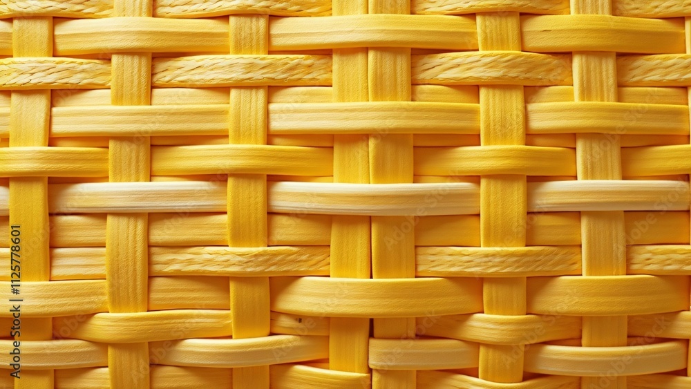 Close-up Woven Basket Texture, Intricate Yellow Weave Close-up Woven Basket Texture, Intricate Yellow Weave