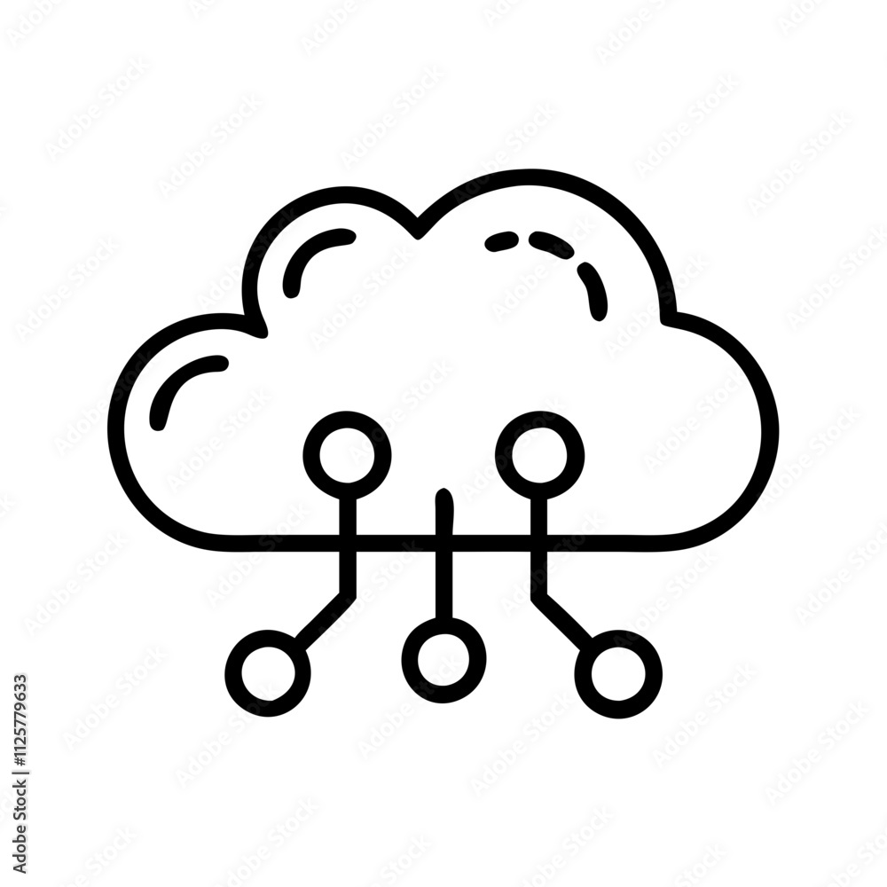 Big Data Cloud Computing Icon Outline Lineart Style Big Data Cloud Computing Icon Outline Lineart Style