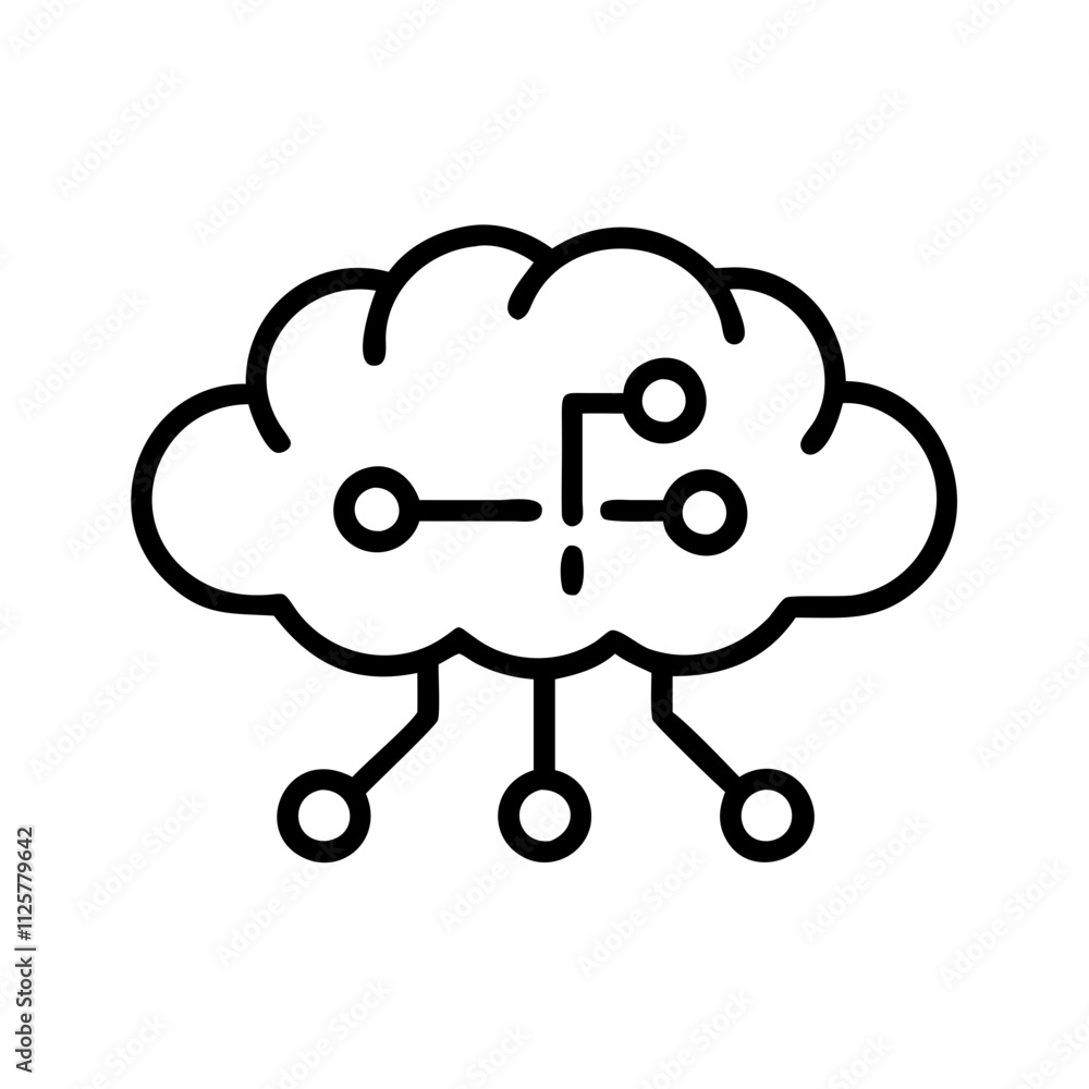 Big Data Cloud Computing Icon Outline Lineart Style Big Data Cloud Computing Icon Outline Lineart Style