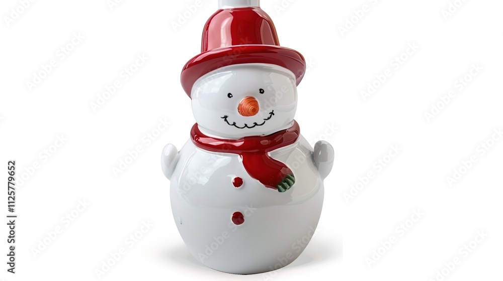 Snowman Isolated on White Background, A Charming Winter Figure Standing Alone in a Blank Canvas of Snow. Snowman Isolated on White Background, A Charming Winter Figure Standing Alone in a Blank Canvas of Snow.
