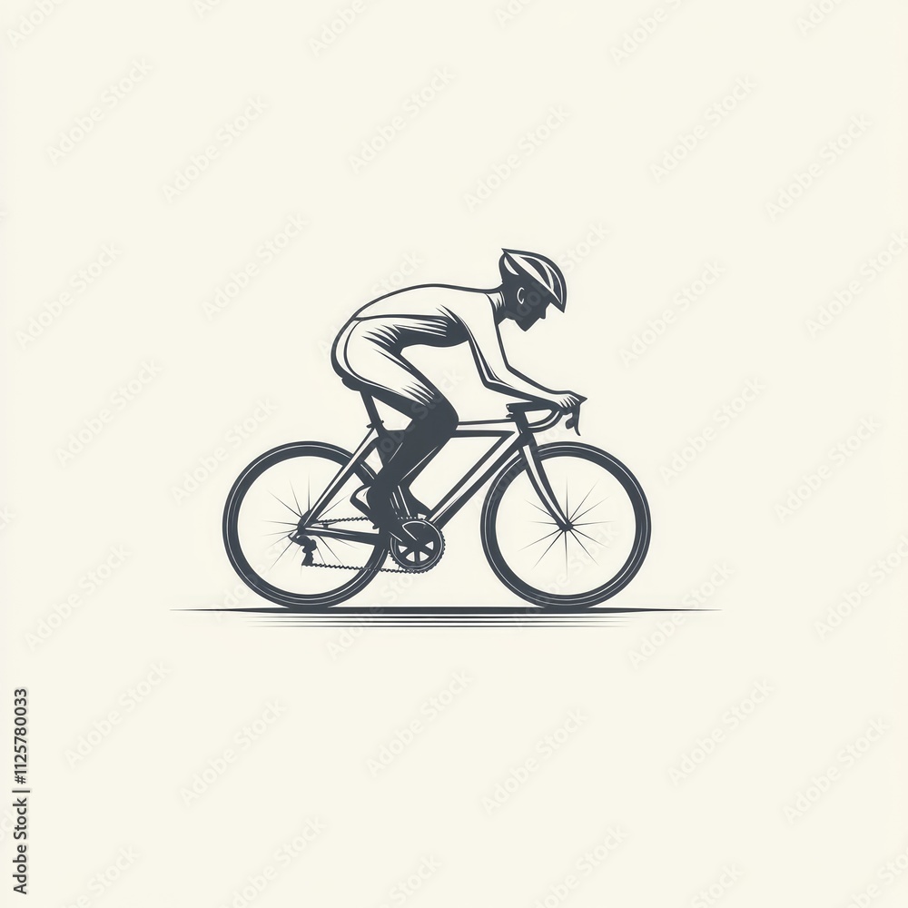 Fototapeta premium A stylized illustration of a cyclist in motion on a bicycle.