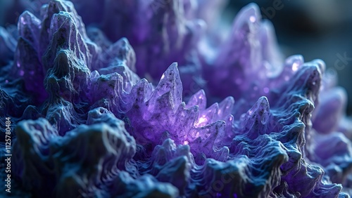 Intriguing Violet-Blue Iolite Crystal Cluster, Detailed Macro Image photo