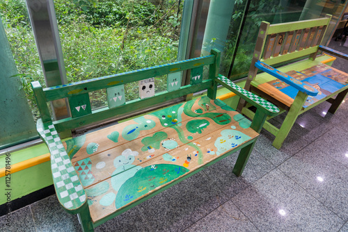 Wallpaper Mural Colorful wooden kids chairs on kids museum Torontodigital.ca