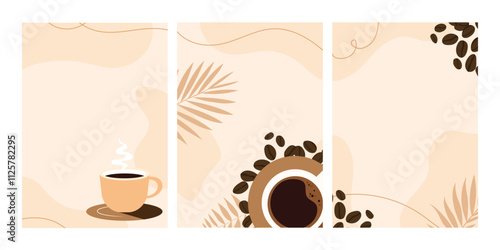 templates coffee mug, cards, banner, brochure, poster, cover, cafe menu. Vector illustration.	
