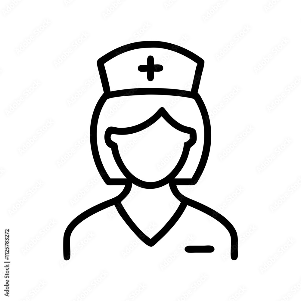 Nurse Faceless icon outline line art style Nurse Faceless icon outline line art style