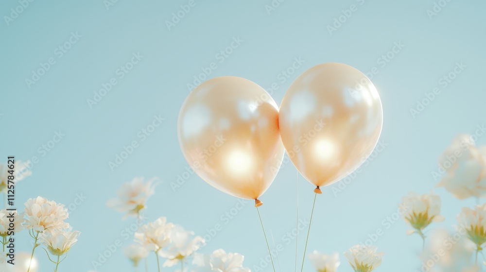 Floating balloons in a soft glow serene landscape dreamy atmosphere high angle creative haze concept Floating balloons in a soft glow serene landscape dreamy atmosphere high angle creative haze concept