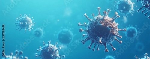 Microscopic Virus Close-Up, 3D Medical Illustration