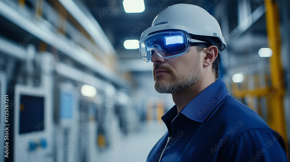 FPV of a typical white facilities manager wearing thermographic enabled glasses - he can see the lurking potential hot spots behind the electical industrial panels and walls FPV of a typical white facilities manager wearing thermographic enabled glasses - he can see the lurking potential hot spots behind the electical industrial panels and walls