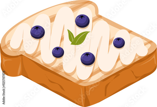 Korean toast Illustration. Sliced bread. Bakery clipart.