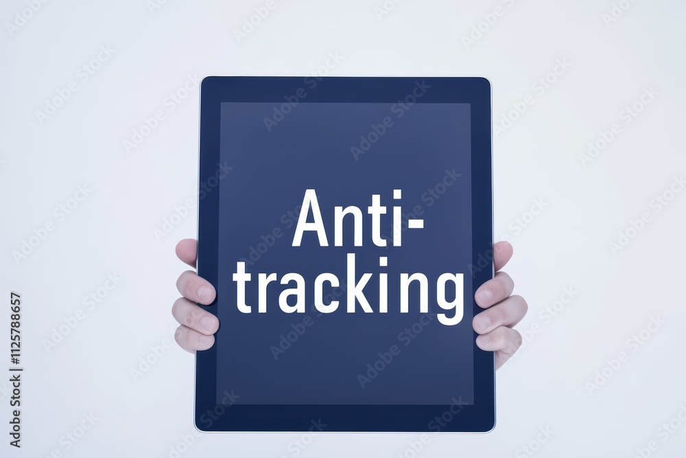 Naklejka premium Anti tracking concept. Tablet displaying