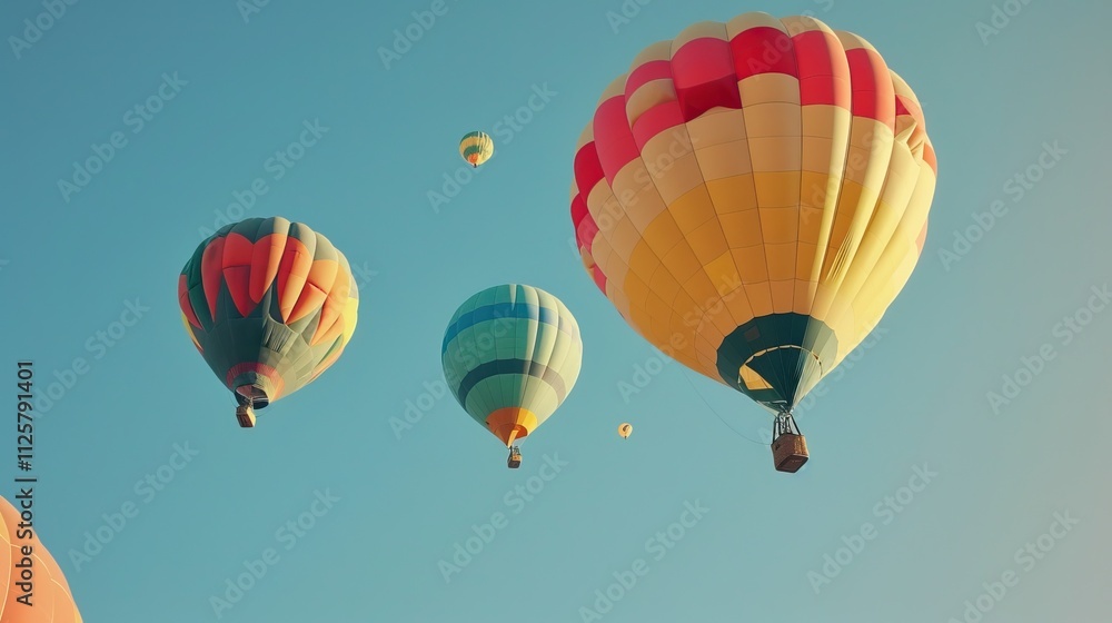 Fototapeta premium Colorful hot air balloon festival or show decorates the clear sky in the morning
