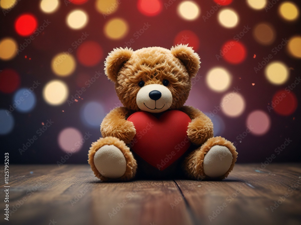 Fototapeta premium teddy bear with gift box