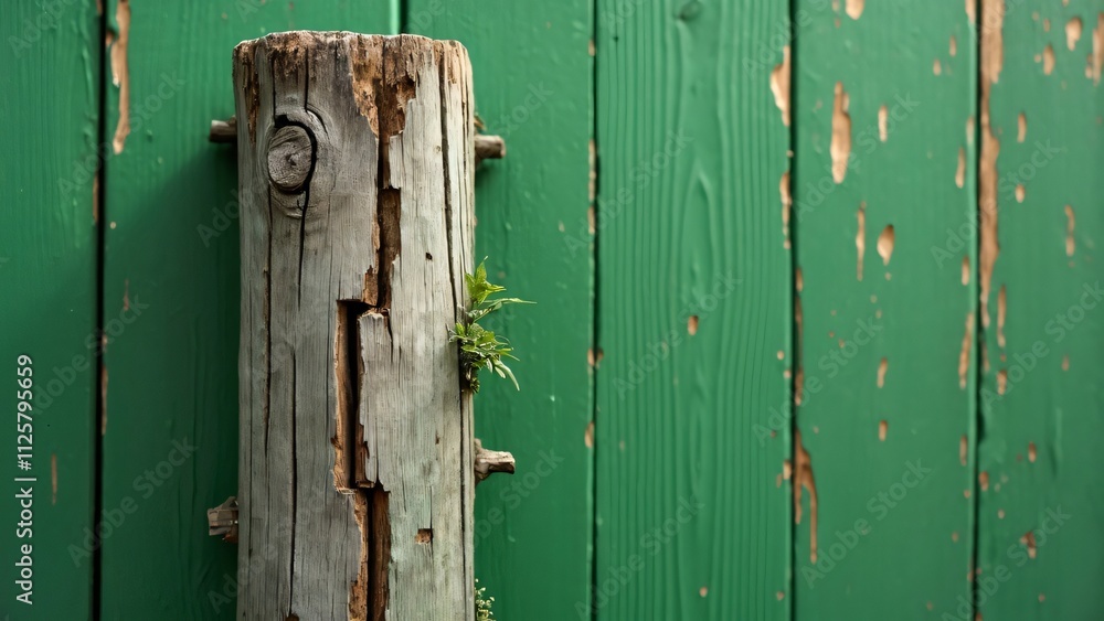 Weathered Wooden Fence Post with Cracks, Splinters, and Old Paint Weathered Wooden Fence Post with Cracks, Splinters, and Old Paint