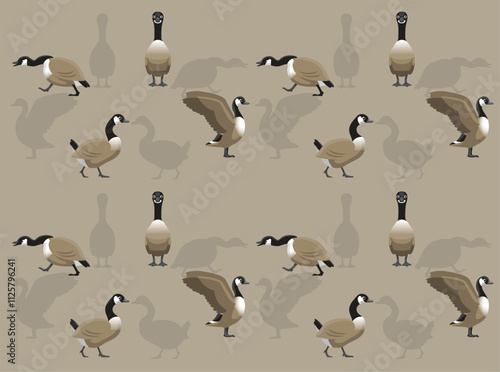 Canada Goose Walking Poses Cartoon Character Seamless Wallpaper Background
