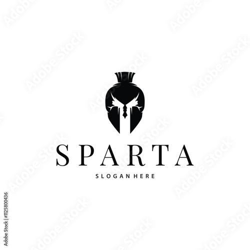 Spartan Logo Silhouette Warrior Knight Soldier Greek, Simple Minimalist Elegant Product Brand Design