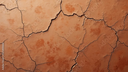 Ancient Clay Pot Texture, Sunbaked Terracotta with Cracks and Sand photo