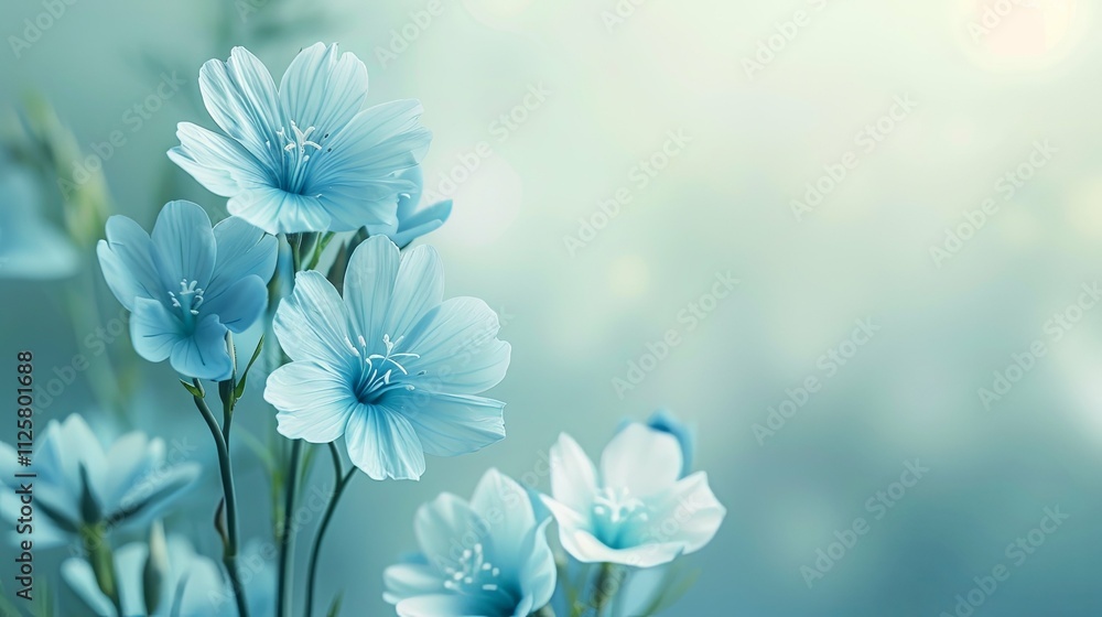 Delicate Light Blue Flowers in Soft Focus, Botanical Serenity Delicate Light Blue Flowers in Soft Focus, Botanical Serenity