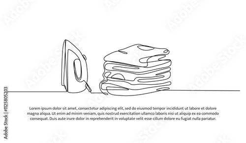 Continuous one line design of pile of ironed clothes. Minimalist style vector illustration on white background.