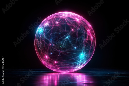 A glowing sphere with interconnected lines and nodes, representing data or networks.