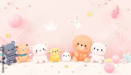 Wallpaper Mural Cute background with playful animals, soft pastel colors, and whimsical elements that create an adorable and joyful ambiance. Torontodigital.ca