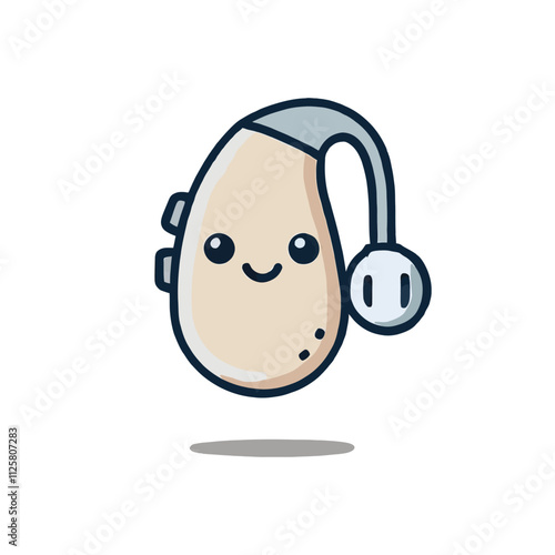 cute hearing aid character in flat design