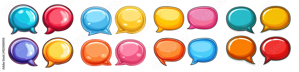 Colorful Speech Bubbles on Transparent Background Colorful Speech Bubbles on Transparent Background