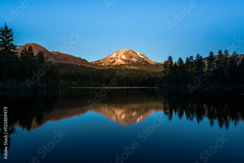 Beautiful reflection of the Lassen Volcano in the Manzanita Lake photo