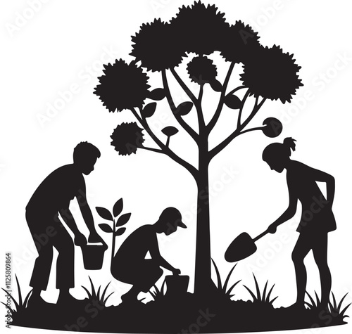 Tree Plantation Silhouette Icon vector graphic designator Artwork