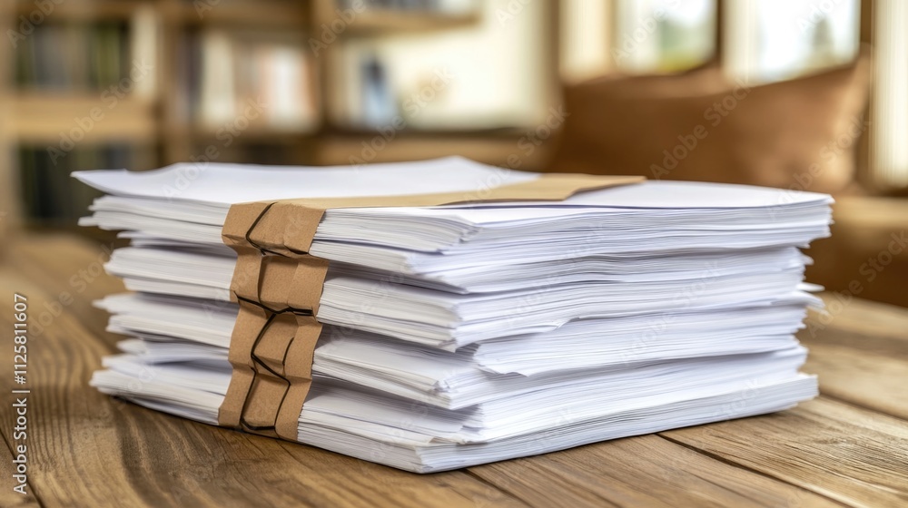stack of papers on wooden table stack of papers on wooden table