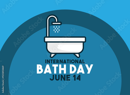 International Bath Day. June 14. Abstract blue background. Poster, banner, card, background.