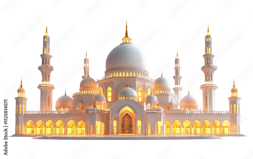 Fototapeta premium Elegant Mosque Structure on Transparent Background