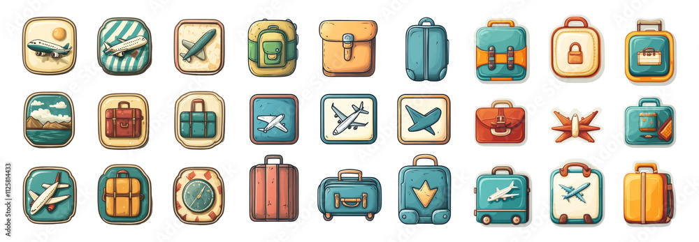 Travel Icons Collection on Transparent Background Travel Icons Collection on Transparent Background