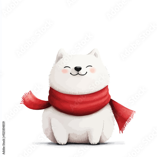 Happy Husky in a Red Scarf 