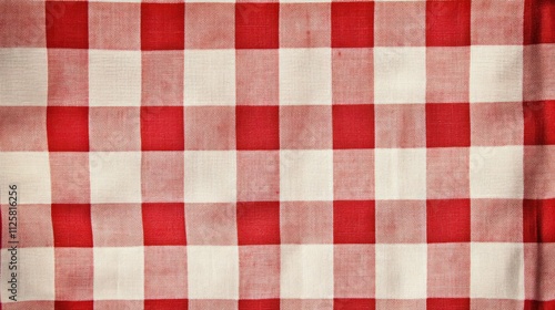 A classic gingham check pattern in red and white, with small squares forming a cozy, rustic design.