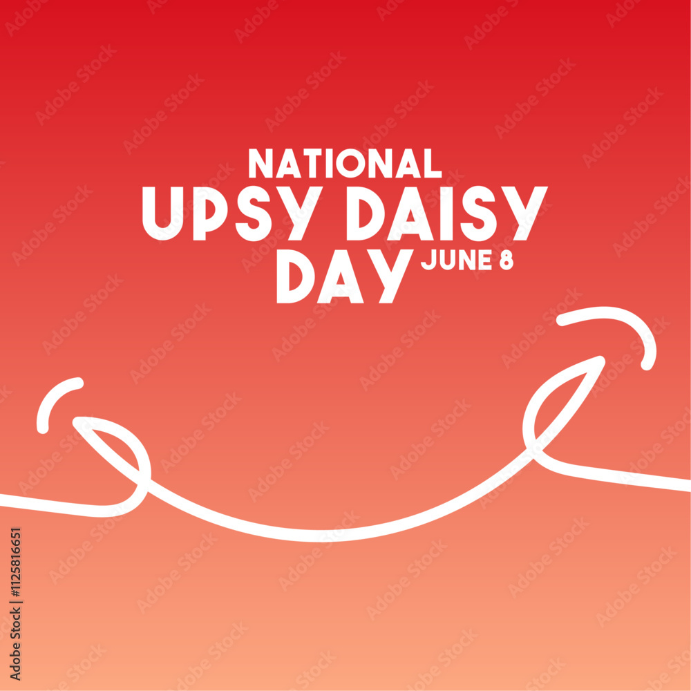 Fototapeta premium National Upsy Daisy Day. June 8. Smile line vector. Gradient background.
