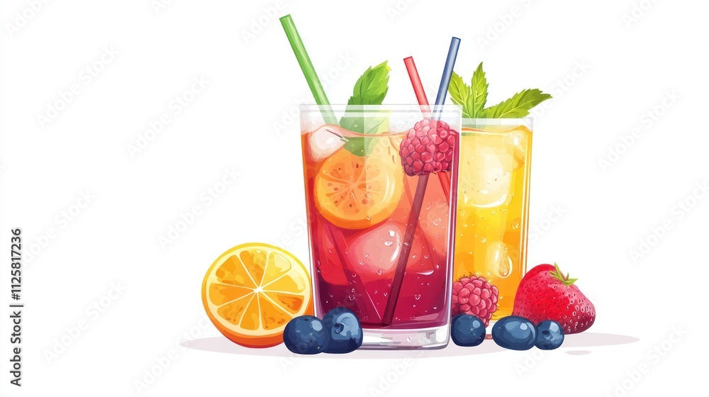 Fresh fruit drink on a white background for branding. Fresh fruit drink on a white background for branding.