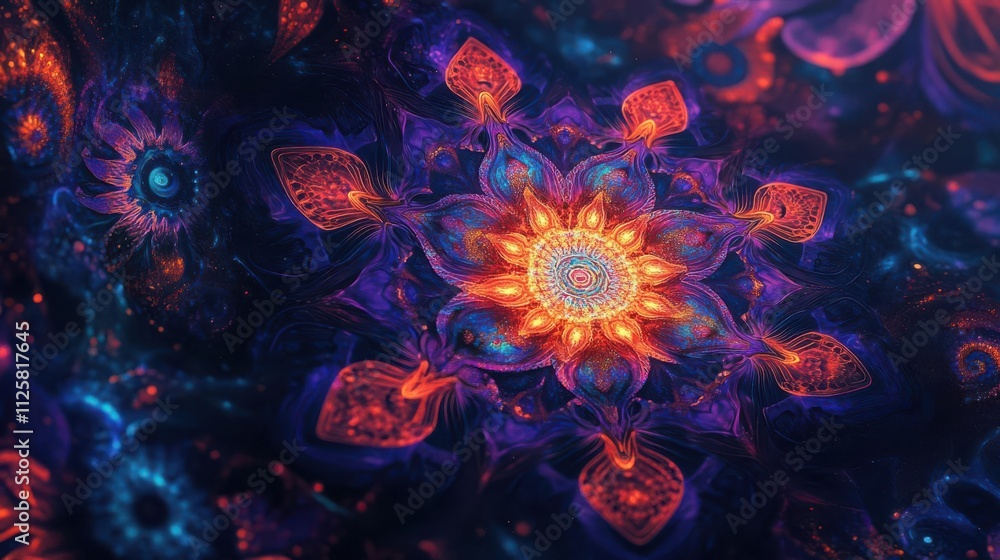 A vibrant, intricate mandala design with cosmic elements in deep colors. A vibrant, intricate mandala design with cosmic elements in deep colors.