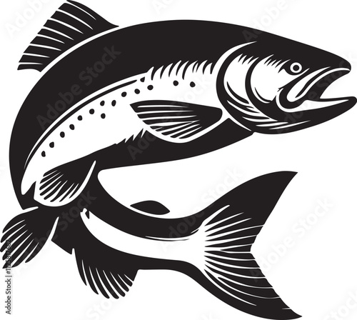 Salmon fish silhouette logo, icon design vector illustration