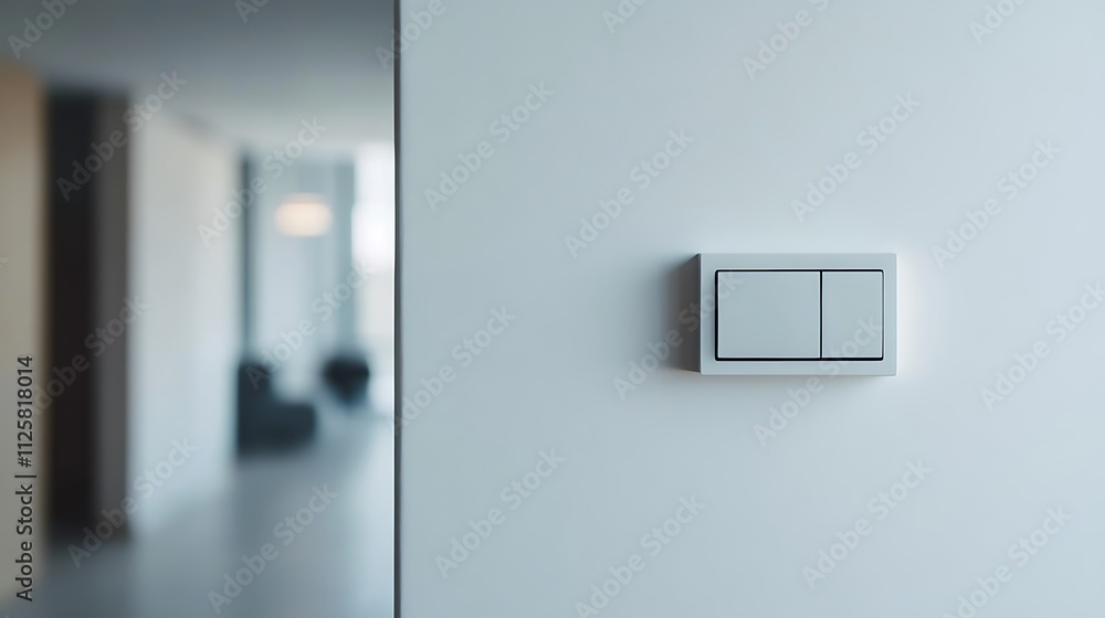Light switch on wall in modern room, closeup. Space for text Light switch on wall in modern room, closeup. Space for text