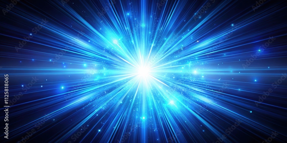 Fototapeta premium Abstract glowing burst of colorful blue light on background , glowing, burst, colorful, blue, abstract, background,design, vibrant
