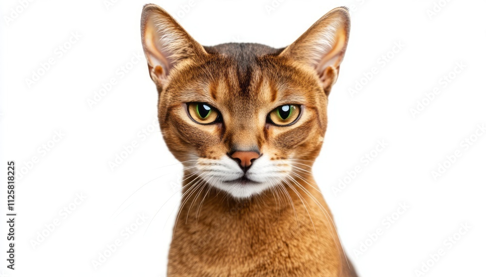 A curious cat gazes directly ahead, showcasing its playful yet calm demeanor A curious cat gazes directly ahead, showcasing its playful yet calm demeanor