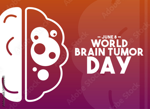 World Brian Tumor Day. June 8. Gradient background. Poster, banner, card, background.