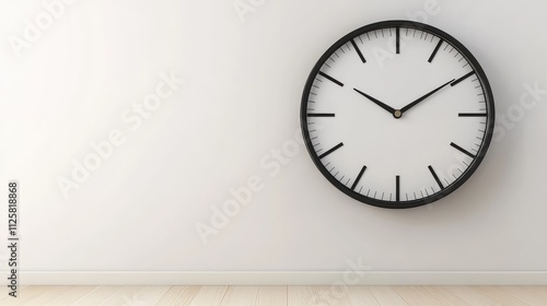 Wallpaper Mural Modern Black Wall Clock Against Minimalist White Background Torontodigital.ca